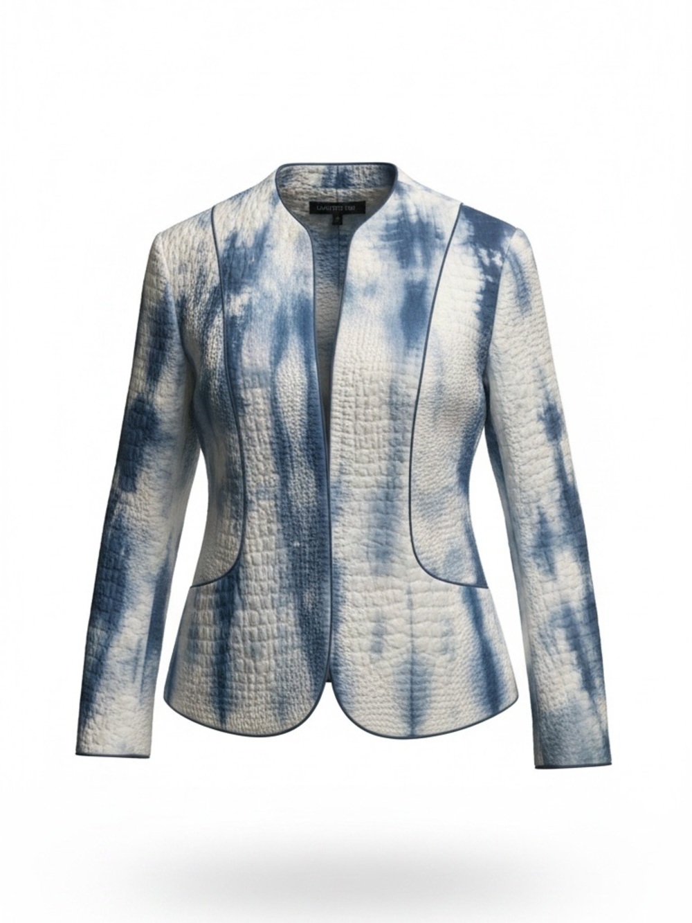 Lafayette 148 New York Blue and White Quilted Jacket